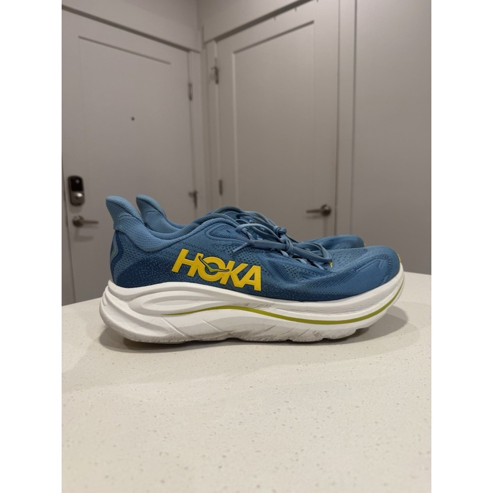 hoka one clifton 10 wide mens 12.5e blue running shoes sneakers